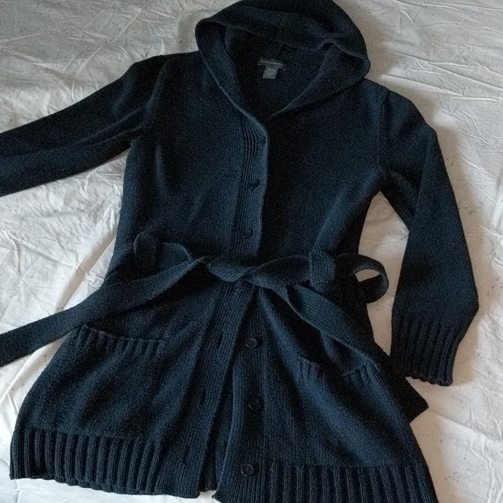 Banana Republic long hooded & belted cardigan